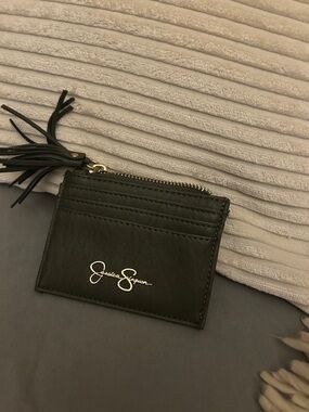 Jessica Simpson Olive Green Zip Card Case with tassle NWOT